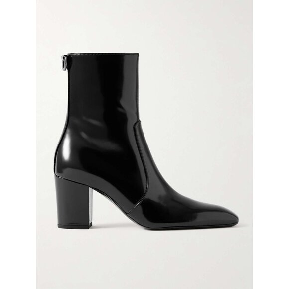 SAINT LAURENT Betty buckled black  glossed-leather  boots size 38 - Picture 1 of 12